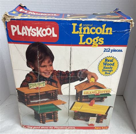 Vintage Playskool Original Lincoln Logs Real Wood 196 Pieces with ...