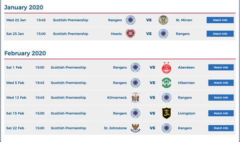 Rangers European Fixtures 2024 - Berry Violante