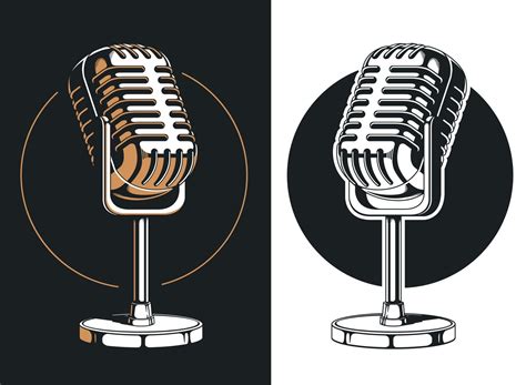 Silhouette Podcasting Microphone Recording Isolated Logo Illustration ...