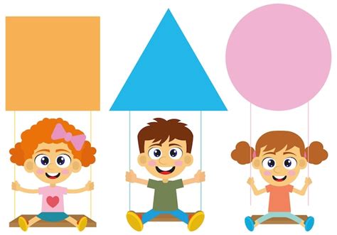 Premium Vector | Cute kids on the theme of shapes for kids