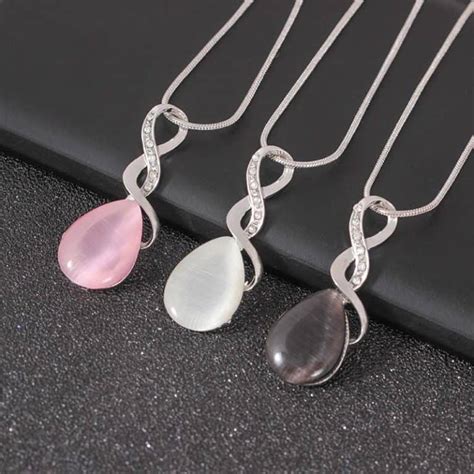 Women Fashion Opal Water Drop Necklace Pendant Earrings Bridal Wedding ...