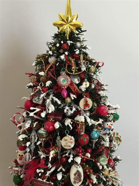 Dollhouse Christmas tree 1/12 traditional miniature by Mable Malley | Christmas lanterns ...