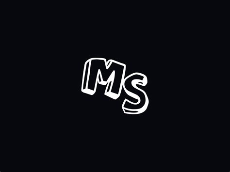 Typography Ms Logo Icon, Black White MS Color Logo Letter Vector ...