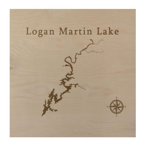 Logan Martin Lake Map Wall Art Office Decor Gift Engraved | Etsy