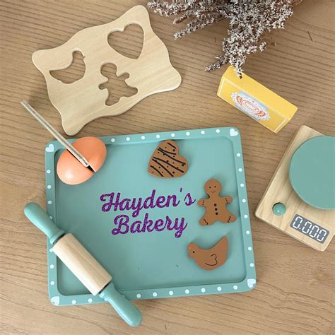 Personalized Wooden Cookie Bake Set Toys for Toddlers, Wooden Play Food ...