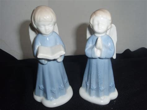 Blue and White porcelain Angel Figurines One is singing and