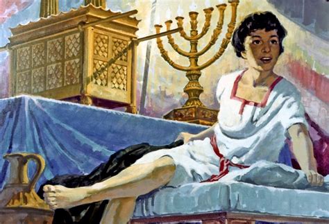 a painting of a woman sitting on a bed with a menorah in the background