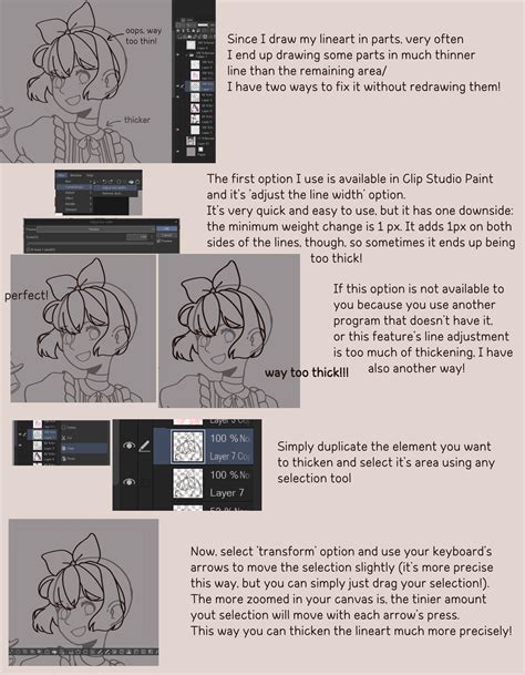 [art tip] thickening lineart without overdrawing by AlmaKRowan on DeviantArt