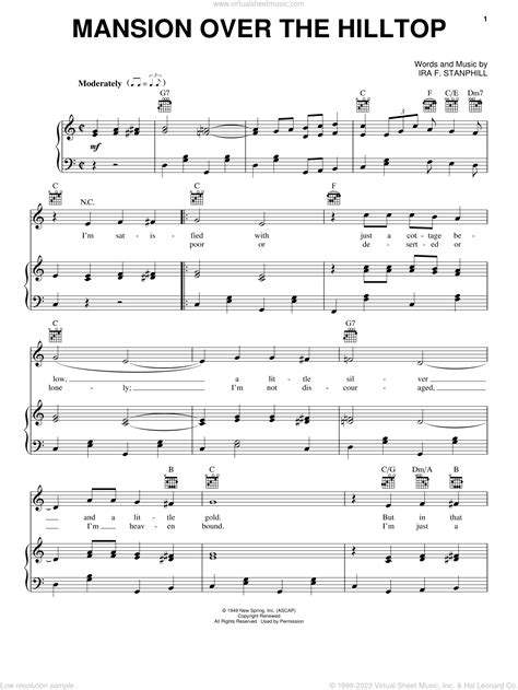 Stanphill - Mansion Over The Hilltop sheet music for voice, piano or guitar