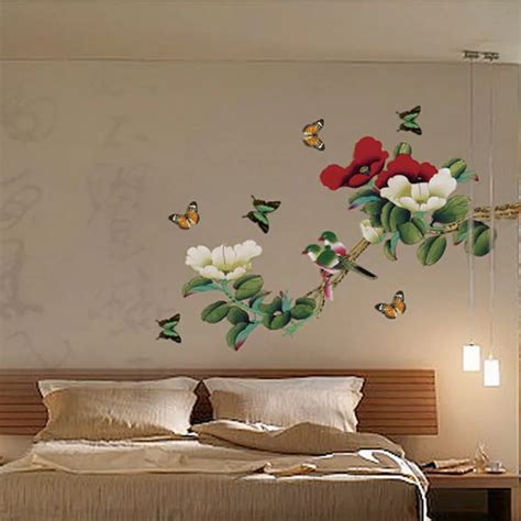 Blooms Bird Butterfly Decorative DIY Removable Wall Stickers Living ...