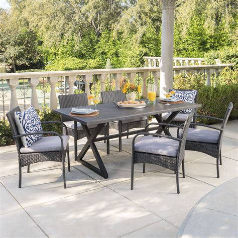 Gray Wicker Outdoor Dining Chairs : Noble House Malta Gray Wicker ...