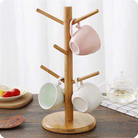 Wood Mug Tree,Household Creative Wooden Cup Holder Cup Drain Rack Living Room Counter Cup ...