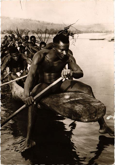 PC en Pirogue SUR L'ubangi Ethnic Types Belgian Congo (A30779) | Africa - Congo - Democratic ...