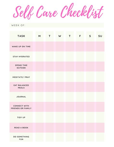 Self Care Checklist Printable Instant Download - Etsy