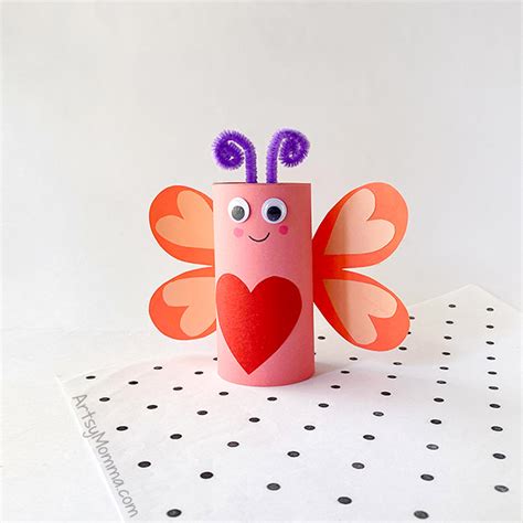 Heart Butterfly Cardboard Tube Craft Template - Artsy Momma