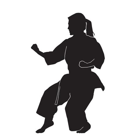 Young woman karate kata martial arts athlete vector silhouette on white background 13080603 ...