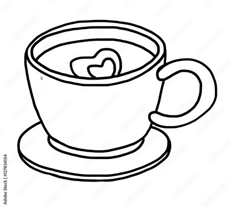 coffee cup / cartoon vector and illustration, black and white, hand ...