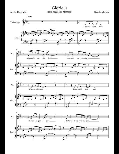 Glorious sheet music for Piano, Cello download free in PDF or MIDI