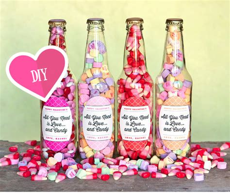 three glass bottles filled with candy and conversation bubbles on top ...