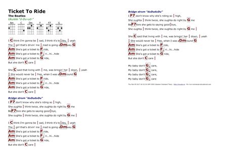 Ticket To Ride (The Beatles) - http://myuke.ca | Ukulele chords songs ...