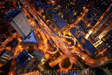 AerialStock | Aerial of traffic and roads in New York City at night.