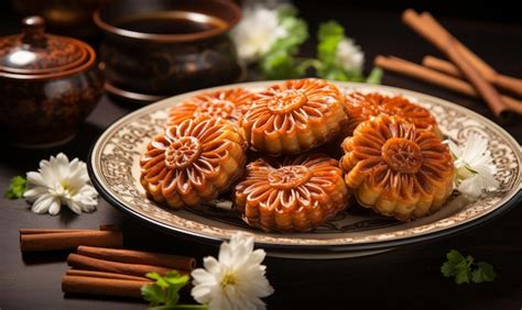 Premium Photo | Traditional chinese moon cake midautumn festival ...