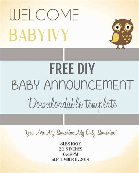 Free Birth Announcement Template Of Diy Baby Announcement Template ...