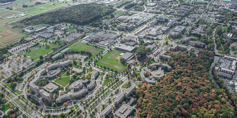 Aerial view of the southeastern side of the campus of Michigan State University, East L ...