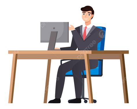 Office Staff Vector Art PNG, Office Staff Man Business Sitting, View, Working, Corporate PNG ...