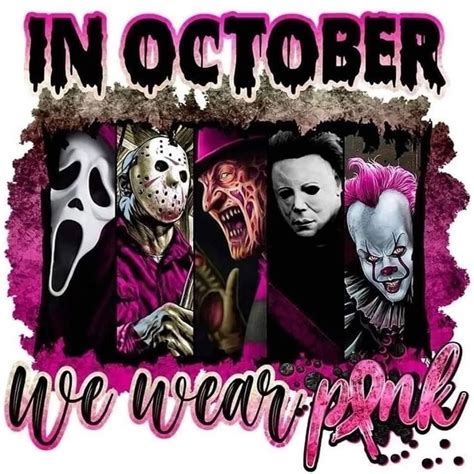 In October We Wear Pink Horror Faces Sublimation Instant Download Png ...