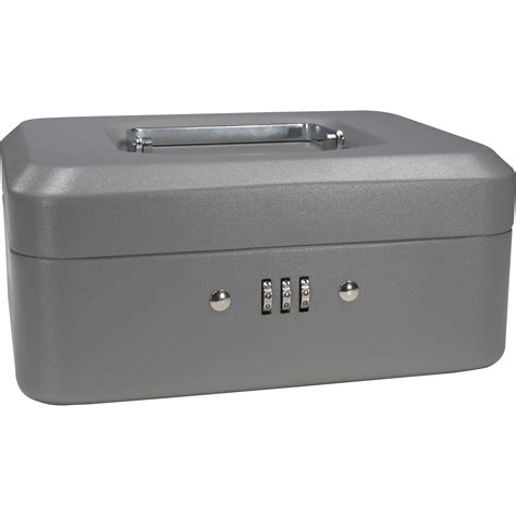 Barska 8 Inch Small Safe Steel Cash Box w/ Combination Lock in Grey - CB11784