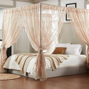 Lace Canopy Bed Curtains Set of 8 Canopies With Tie-backs. Black Canopy ...