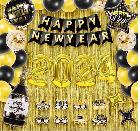 Kusamue New Years Eve Party Supplies 2024, Happy New Years Decorations 2024 Kits with Balloons ...