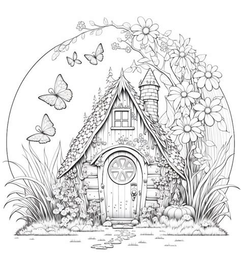 Fairy House Coloring Pages, Fairy Coloring Pages Bundle, Adult Coloring Pages, Digital Download ...