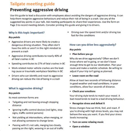 Preventing Aggressive Driving - Road Safety at Work