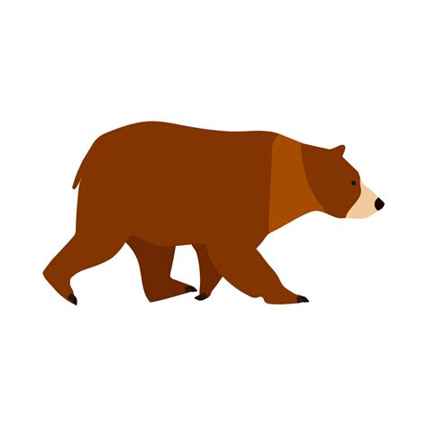 Bear brown character symbol vector icon side view. Cute mammal animal ...