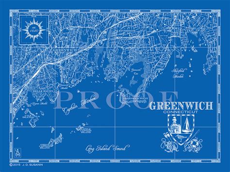 Map of Greenwich, CT (Horizontal) | Custom maps | Bank and Surf