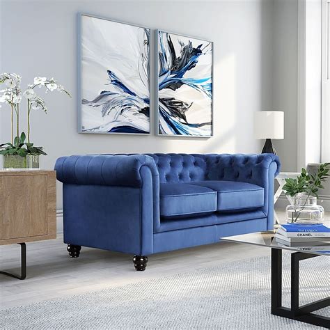 Hampton 2 Seater Chesterfield Sofa, Blue Classic Velvet Only £699.99 ...