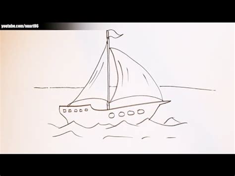 How to draw a boat on water - YouTube