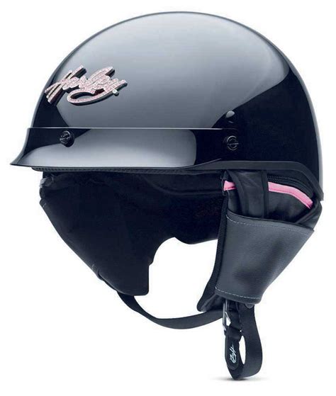 Harley-Davidson® Womens Pink Label Bling Hybrid 1/2 Helmet Gloss Black ...