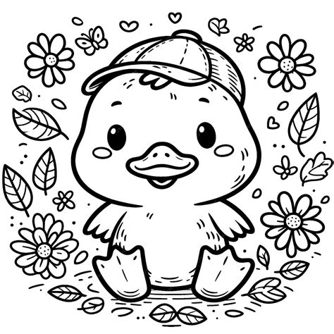 Premium Vector | Vector duck drawing coloring page for children