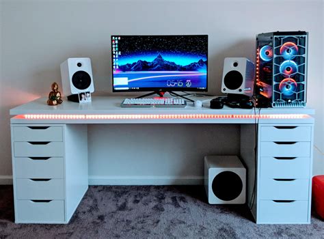 Just finished | Gaming desk setup, Desk, Gamer bedroom