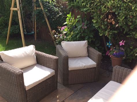 Brand new B & Q Soron Rattan effect sofa and two chairs for the garden | in West Bridgford ...