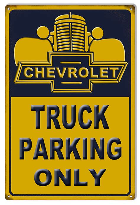 Chevrolet Truck Parking Only Sign - Reproduction Vintage Signs