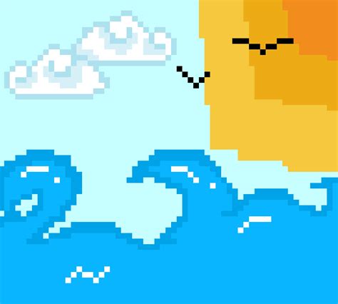 I believe this is my very first pixel art of the ocean : r/PixelArt