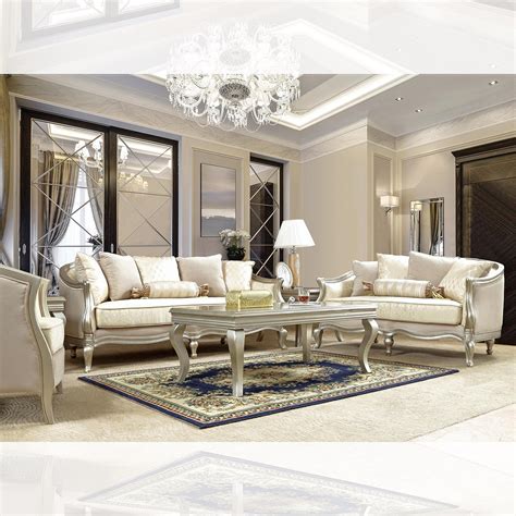 Luxury Metallic Silver Finish Sofa Set 2Pcs Modern Homey Design HD-700 – buy online on NY ...