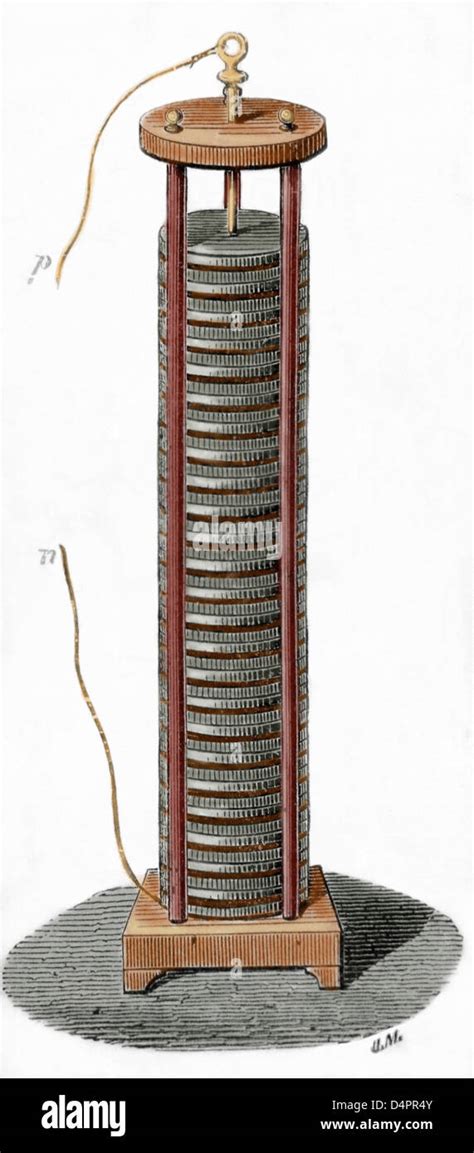 Voltaic pile invented by the italian physicist Alessandro Volta (1745 ...