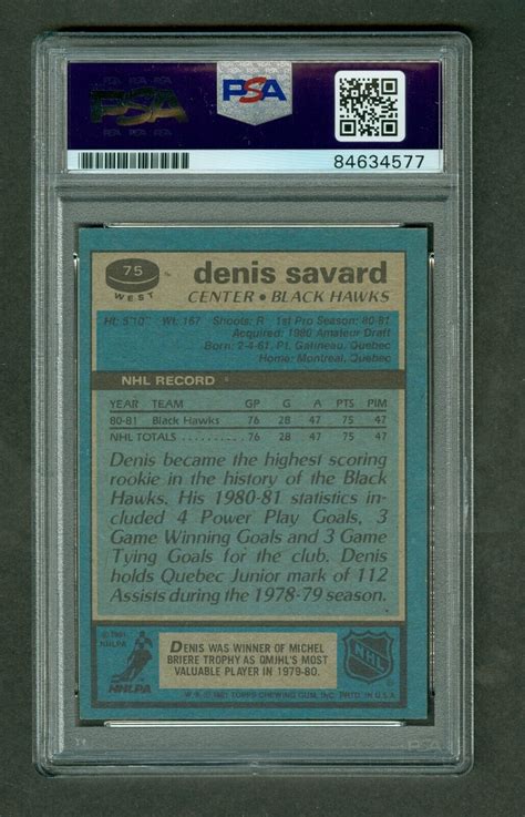 Denis Savard 1981-82 Topps Rookie #75 PSA Authentic Encased On Card Autograph | eBay