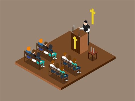 Premium Vector | Pastor preaching in a church