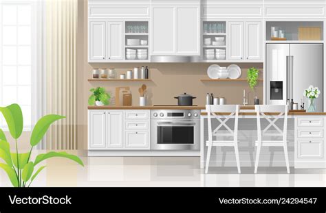 Kitchen in modern rustic style background Vector Image